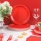 100 Count Red Paper Plates and Napkins Red Party Tableware Set Red Disposable Plates Napkins and Forks for Wedding Birthday Party Bridal Shower Baby Shower, Serve 25